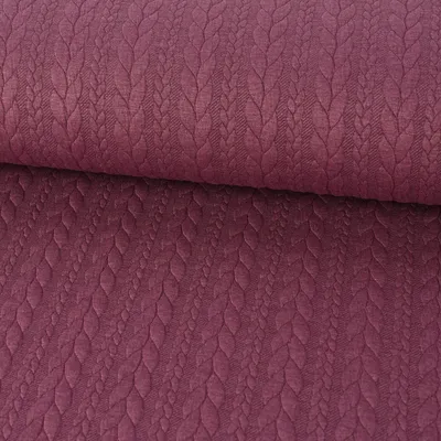 Produktbild von Bekleidungsstoff Meterware Cably Zopfmuster einfarbig lila 1,5m