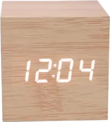 Produktbild von Digitaler Wecker, LED-Digitaluhr mit Datumsanzeige, Temperatur, 3 Alarmen, 4 Helligkeitsstufen, batterie- oder USB-betriebene Digitaluhr 【Helles Holz】