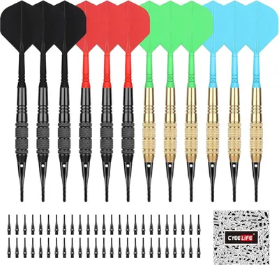 Produktbild von CyeeLife Softdartpfeile mit Kunststoffspitze 12 Stück - 18g Profi Dartpfeile Set