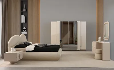 Produktbild von Schlafzimmer-Set mit Bett Nachttischen Schminktisch & Kleiderschrank