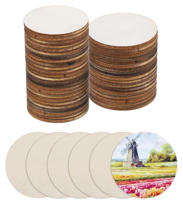 100 Holzrundscheiben 4 cm zum Basteln, Dekorieren