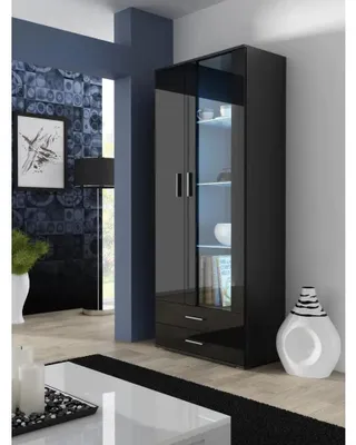 Zdjęcie produktu dla Cama witryna SOHO S6 2D2S czarny/czarny połysk, Witryna, Wolnostojące, Szafka przyścienna, 6 pół., 2 drzw., Czarny