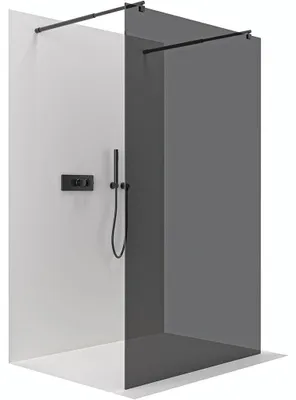 Obrázek produktu pro CERANO - Sprchová zástěna Walk-in Onyx Duo L/P - 8 mm - kulatá vzpěra - černá matná, grafitové sklo - 50x200 cm