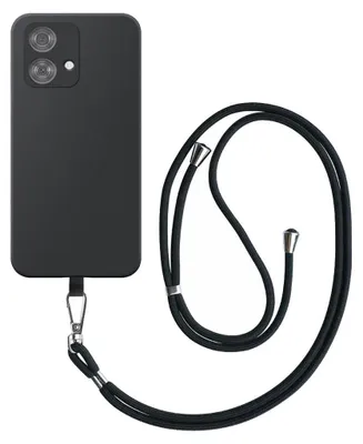 Obrázek produktu pro Vhodné pro telefon Motorola Edge 40 Neo s odnímatelnou černou šňůrkou - flexibilní zadní kryt Silikonové pouzdro TPU s černou šňůrkou - Black - Smartphonics