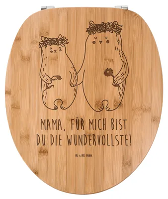 Produktbild von Mr. & Mrs. Panda WC Sitz Aus Holz Bären mit Blumenkranz - Transparent - Geschenk, Mama, Klobrille, Opa, Lustiger, Klodeckel, Brille, Mutter, Muttertag, Deckel, Töchter