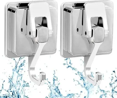 Immagine prodotto di Ganci resistenti per ventose, confezione da 2, argento, per bagno in vetro