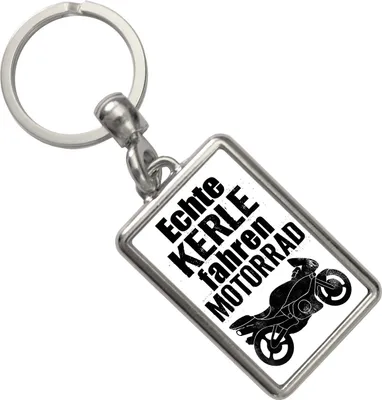 Produktbild von Motorrad Schlüsselanhänger mit Spruch Echte Kerle fahren Motorrad