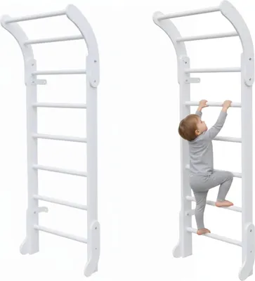 Image de Espalier pour enfants – Structure d'escalade d'intérieur en métal avec échelons – Mini, blanc