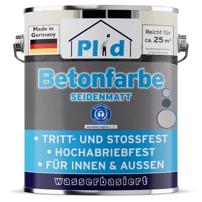 Produktbild von Plid Betonfarbe 2,5L Kieselgrau – für ca. 25m² / Bodenbeschichtung Bodenfarbe Sockel – Innen- & Außenbereich, wetterfest & abriebfest