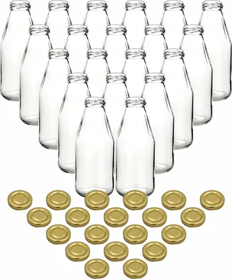 Immagine prodotto di set di 20 bottiglie di succo da 500 ml con tappo a vite color oro - Bottiglia piccola in vetro da 0,5 l con tappo TO43 - Bottiglia vuota da riempire