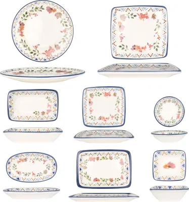 Zdjęcie produktu dla Zestaw naczyń śniadaniowych Bonna - Wiosna - 14 elementów - 6 osób - porcelana
