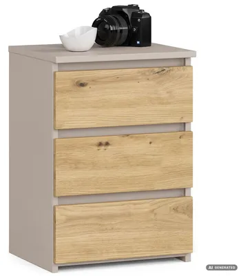 Zdjęcie produktu dla Szafka nocna CL3 Kaszmir 40 cm 3 szuflady kolor Dąb Artisan mat 40x35x57 cm
