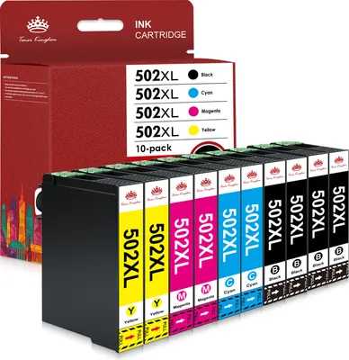 Produktbild von 10 Pack 502XL Tintenpatronen Ersatz für Epson 502-XL Tinte für Epson Expression Home XP-5105 XP-5100 Workforce WF-2860DWF WF-2865DWF XP5105 WF-2860 Drucker (4 x Schwarz/2x Cyan/2x Magenta/2x Gelb, 10er-Pack)