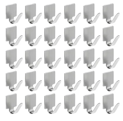 Produktbild von 30 Stück Klebehaken Klein, Edelstahl Handtuchhaken zum Kleben, ohne Bohren, silberne Klebehaken für Wand, geeignet für Badezimmer, Schlafzimmer, Flur