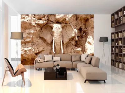 Produktbild von Vlies Fototapete 3d Effekt 400x280 cm Tapeten Wandtapete XXL Tiere Elefant Steinwand Steinoptik g-B-0007-a-b