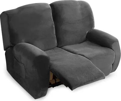 Obrázek produktu pro Topchances Stretch Cover for Recliner Armchair Cover, Recliner Chair Cover Armchair Cover for TV Armchair with Side Pocket, 2-Seater, Dark Grey