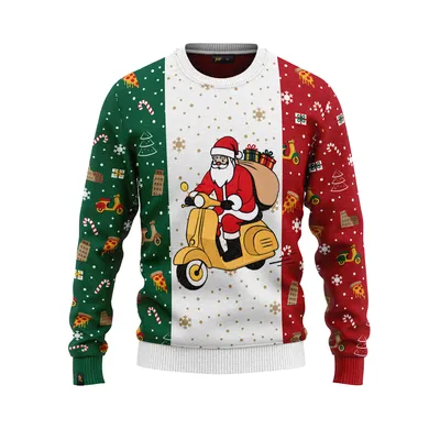 Produktbild von JAP Christmas Italien - Lustiger Hässlicher Weihnachtspullover Für Damen und Herren Ugly Christmas Sweater - Grün - M