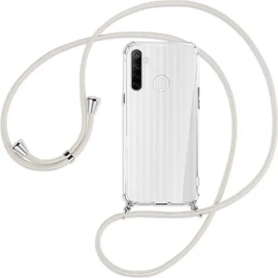 Produktbild von Handykette Backcover-Schutzhülle mit Band (Metall silberfarben) für Realme 6i - broken white