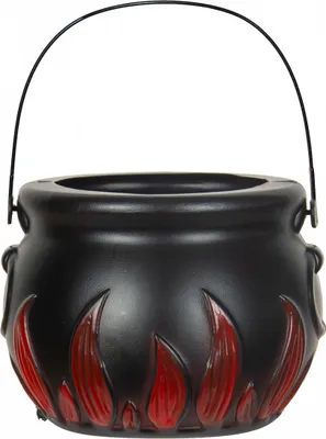 Produktbild von Schwarzer Hexenkessel mit Flammen Motiv als Verzierung 18 cm