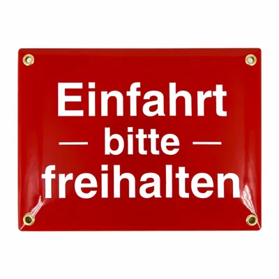 Produktbild von Einfahrt bitte freihalten Schild – 15x20 cm – Keramik Emaille – Wetterfest – Blechschild – Emailschild – Parken verboten - ROT