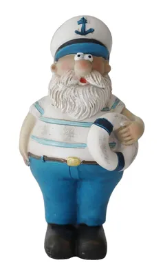 Produktbild von Seemann Kapitän Matrose mit Rettungsring Maritim Schiff Deko Figur Skulptur