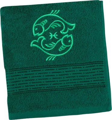 Produktbild von Frottierhandtuch Streifen mit Sternzeichen-Stickerei - 50x100 cm - Grün