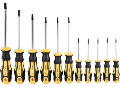 Produktbild von 11-tlg. Torx Schraubendrehersatz ohne Stirnlochbohrung T6-T40, Präzisionswerkzeug für Elektronik