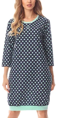 Image de Chemise de nuit pour femme Merry Style MS10-182 (bleu foncé à pois, taille S)