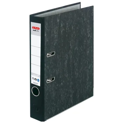 Produktbild von herlitz 5141809 maX.file nature Ordner schwarz marmoriert Karton 5,0 cm DIN A4