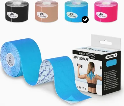 Produktbild von Mobiclinic, Kinesiologie Tape, Neurologisches Klebeband, 5m x 5cm, Sportpflaster, Muskelentspannung, Kinesiologischer Verband, Face Tape, Blau