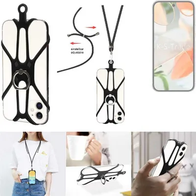 Produktbild von K-S-Trade 3in1 Handykette Handyband Handykordel Halsband Smartphone-Ring Handy-Ring kompatibel mit Google Pixel 9 Fingerhalterung Handyring