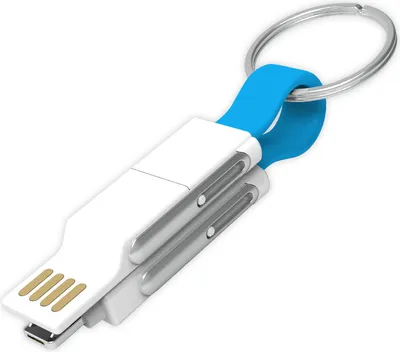 Produktbild von INF 6-in-1 Multifunktionales Schlüsselanhänger-Datenkabel - Blau