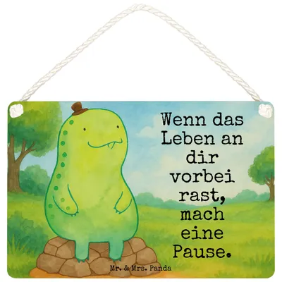 Produktbild von Mr. & Mrs. Panda Schild Schildkröte Pause Design DIN A5 - Weiß - Geschenk, Achtsamkeit, Wandbild Holz, Holzschild, Achtsam, Panzer, kleine aufmerksamkeit, holzbild