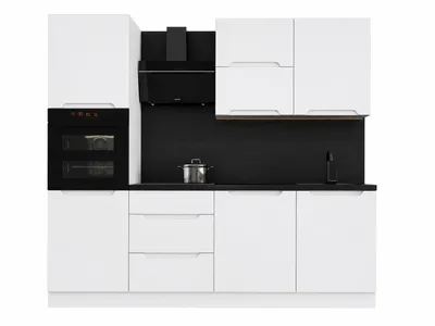 Produktbild von Küchenzeile – Küchenblock – Einbauküche – Komplettküche – Zivora – KS38-G240 – 240 cm – Weiß / Matt Ohne Arbeitsplatte & Elektrogeräte, KI-generiertes Bild