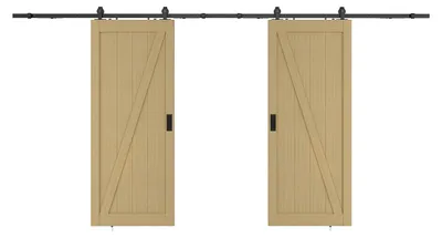 Produktbild von Doppel-Schiebetür mit Laufschienensystem - Holz & MDF - Holzfarben hell - 2 x 205 x 73 cm - BALERMA