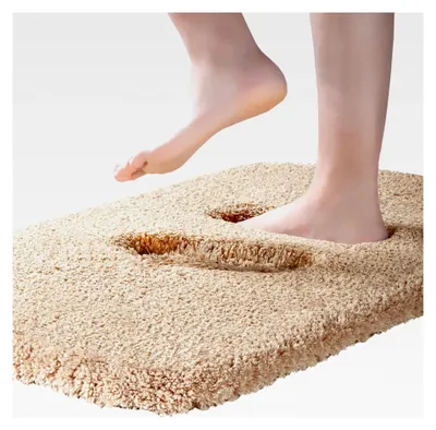 Produktbild von Extrem dicker, rutschfester Badematte, hochsaugfähiger Badezimmerteppich, superweicher Badeteppich aus Mikrofaser, maschinenwaschbar, 50 x 80 cm, Beige