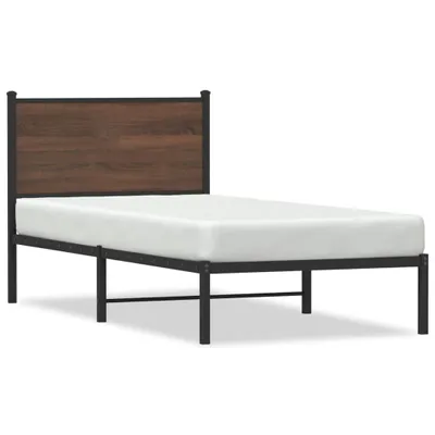 Image de vidaXL Lit métallique sans matelas brun aspect chêne 75x190 cm