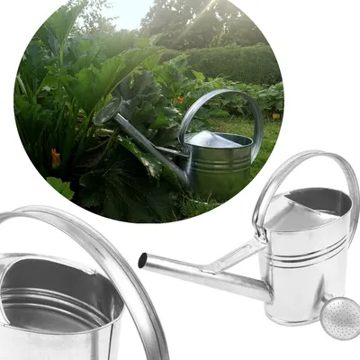 BAUSTER® Gießkanne verzinkt 12 L Zinkgießkanne Metallgießkanne Oval mit Gießbrause für den Garten und das Gewächshaus verzinkte