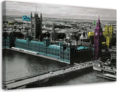 Produktbild von Leinwandbild london - big ben und das parlamentsgebäude 120x80 cm Feeby farbe wandbild bereit zum aufhängen