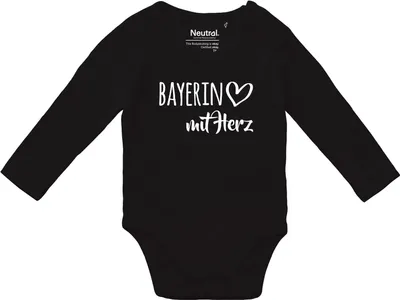 Produktbild von Huuraa Baby Body Bayerin mit Herz 62 Black  Baumwolle Fairtrade Langarmbody Geschenkidee
