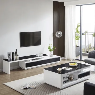 Immagine prodotto di Nero Bianco Porta TV Cassettiera Credenza in vetro Mobili per il soggiorno