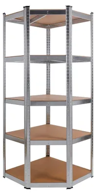 Produktbild von Eckregal Schwerlastregal Steckregal 875 kg | Einfache Montage durch Stecksystem | 180 x 70 x 70 cm | 5 Böden aus MDF | bis zu 175 kg pro Regalboden | Verzinkt