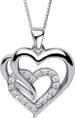 Image de Collier Trusky en argent 925 avec deux cœurs