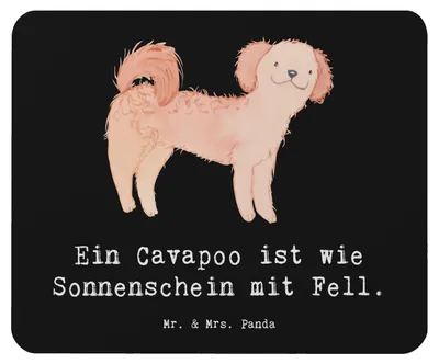 Produktbild von Mr. & Mrs. Panda Mousepad Cavapoo Sonnenschein - Schwarz - Geschenk, verspielte Hunde, Liebe zum Haustier, treuer Begleiter, Hunderassen Eigenschaften, Mischlingshund