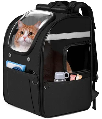 Haustierrucksack für Katzen & kleine Hunde, 32x26x42 cm, schwarz