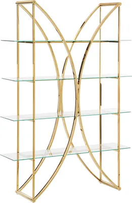 Produktbild von BELIANI Regal Gold aus Edelstahl mit Glasböden 4 Fächer Glänzend Glamourös Elegant Edel Bücherregal für Wohnzimmer Schlafzimmer Flur