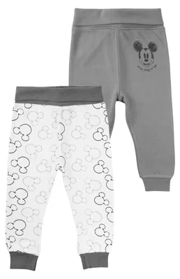 Produktbild von Disney Mickey Mouse Baby Hose für Jungen und Mädchen - Babyhose Babykleidung Weiß Grau (2er Pack) 74-80