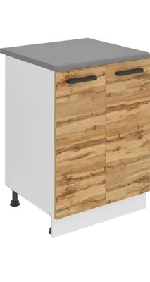 Immagine prodotto di Base da cucina Belini, base da cucina larga 60 cm. SD2 Base per cucina con piano di lavoro. Mobile da cucina a 2 ante, rovere Wotan