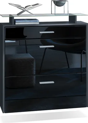 Produktbild von Vladon Schuhschrank Malea, Anthrazit matt/Schwarz Hochglanz - hängender Schuhkipper für 16 Paar Schuhe (89 x 96 x 23 cm)