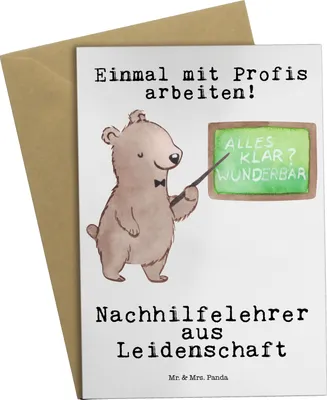 Produktbild von Mr. & Mrs. Panda Glückwunschkarte Nachhilfelehrer Leidenschaft - Weiß - Geschenk, Spruch, Witzig, Nachhilfeunterricht, vatertagskarte, babykarte, weihnachtskarten, Lustig
